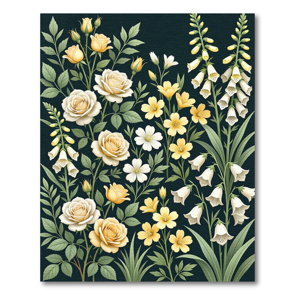 Elegant Yellow Floral Botanical Garden Rug