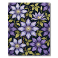 Vibrant Purple Clematis Botanical Floral Rug