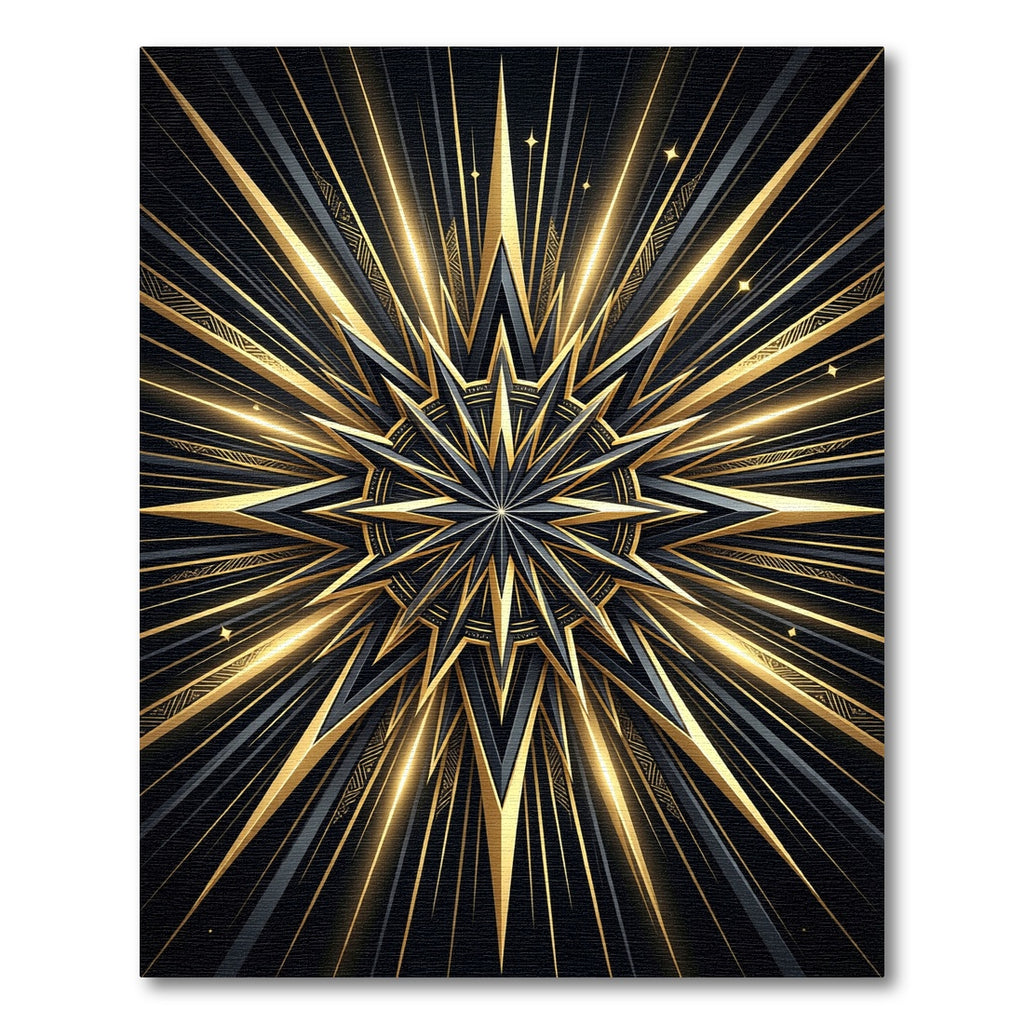 Radiant Gold and Black Celestial Star Rug
