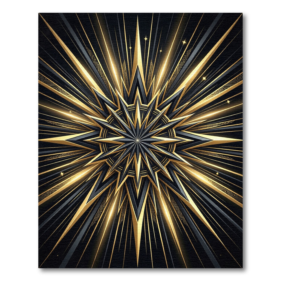 Radiant Gold and Black Celestial Star Rug