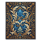 Royal Blue and Gold Scrolling Acanthus Rug