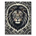Tribal Majestic Lion Gray Geometric Rug