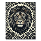 Tribal Majestic Lion Gray Geometric Rug
