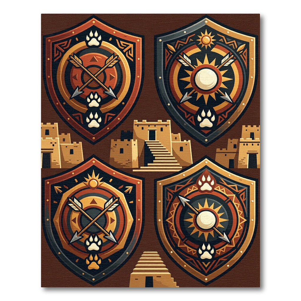 Tribal Sun Arrow Paw Shield Rug