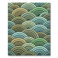Earthy Green Blue Wave Ripple Rug