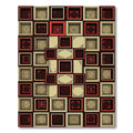 Antique Red Square Frame Medallion Rug