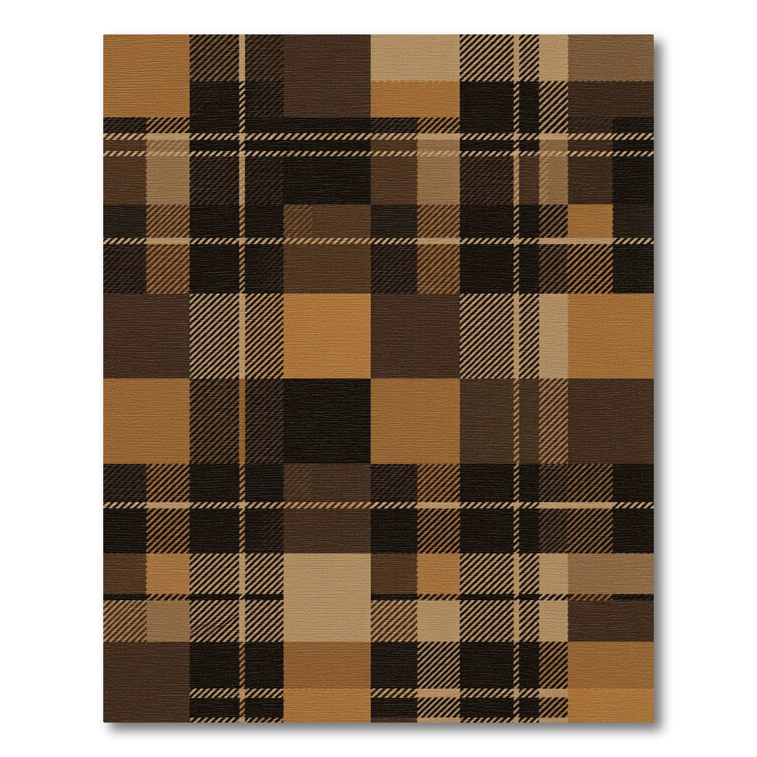 Modern Earthy Brown Checked Tartan Rug