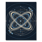 Celestial Orbital Geometry Navy Cream Rug