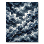 Dramatic Dark Blue Stormy Sky Rug