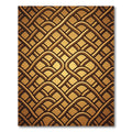 Golden Woven Interlocking Wave Rug