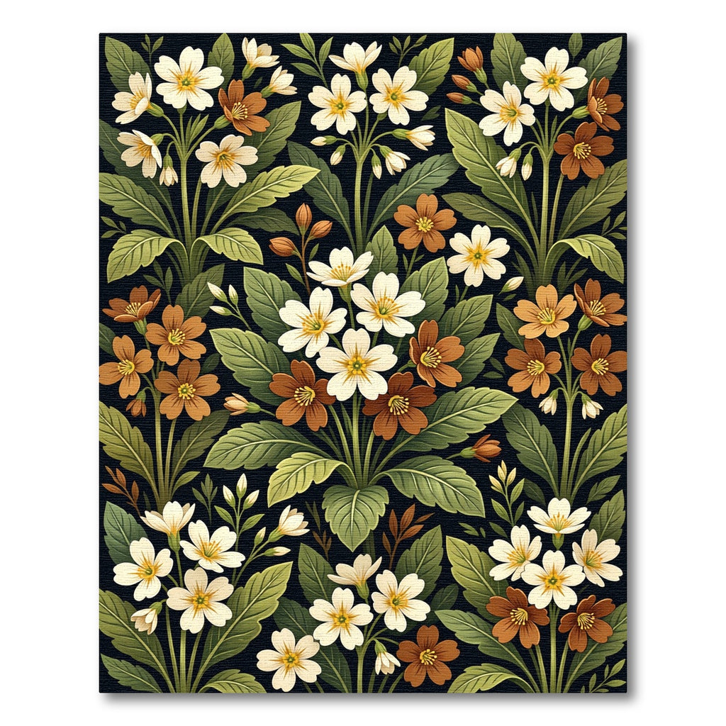 Botanical White and Copper Floral Meadow Rug