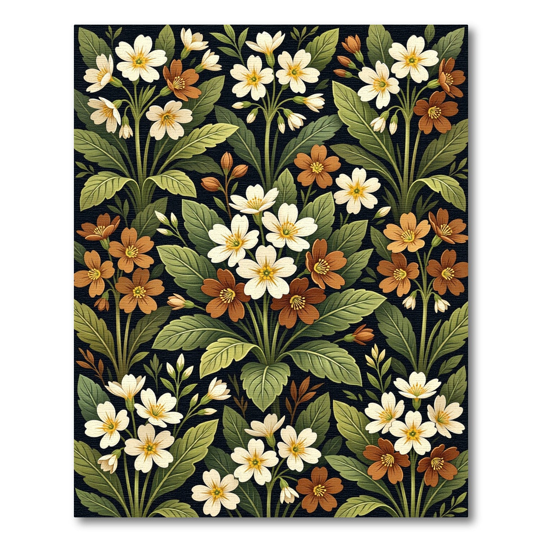 Botanical White and Copper Floral Meadow Rug