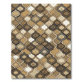 Elegant Gold Scalloped Geometric Tile Rug