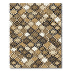 Elegant Gold Scalloped Geometric Tile Rug