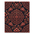 Ornate Crimson Floral Scroll Rug