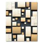 Modern Earth Tone Geometric Block Rectangle Rug