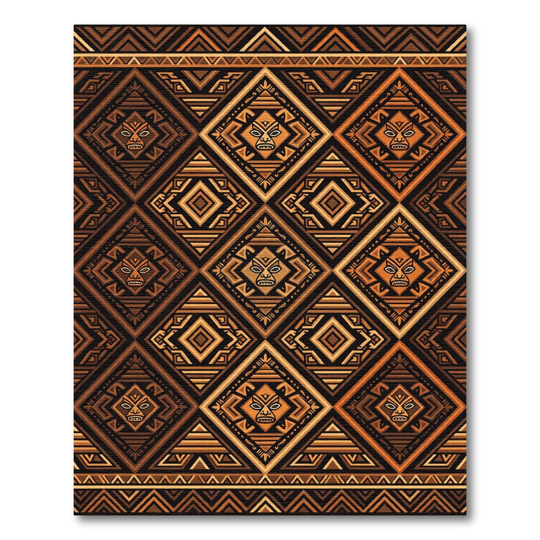 Tribal Earth Tone Geometric Diamond Rug