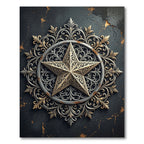 Ornate Golden Star Filigree Medallion Rug