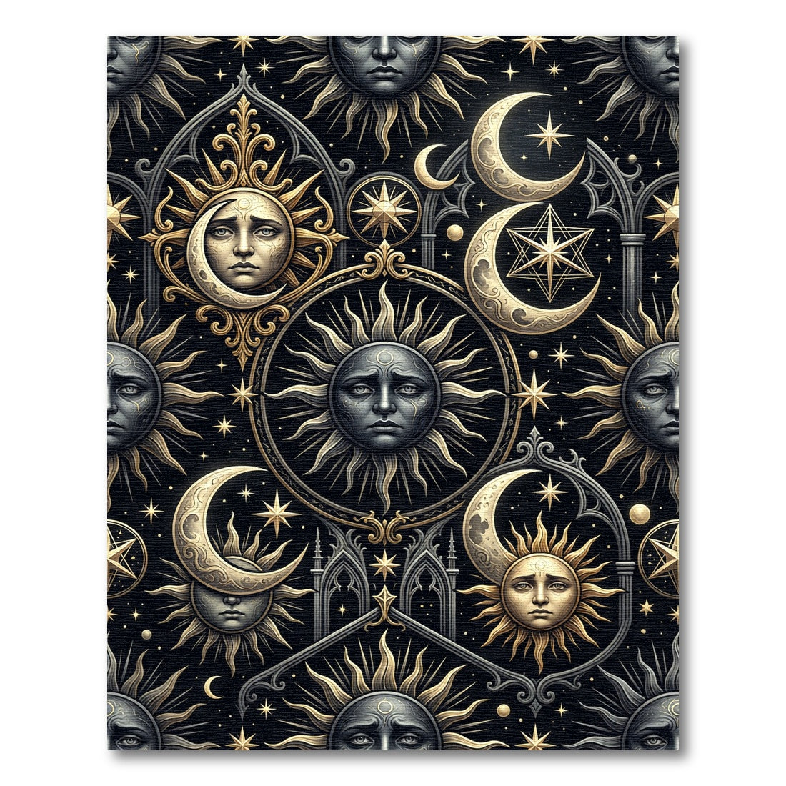 Celestial Sun and Moon Gothic Arch Rug