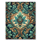 Ornate Teal Gold Acanthus Scroll Rug