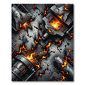 Industrial Fiery Metal Forge Rug