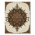 Antique Golden Wheat Mandala Medallion Rug