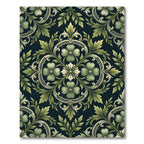 Elegant Sage Green Floral Damask Rug