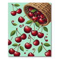 Vibrant Falling Cherry Fruit Illustration Rug
