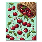 Vibrant Falling Cherry Fruit Illustration Rug