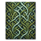 Lush Green Entwined Fern Forest Scroll Rug
