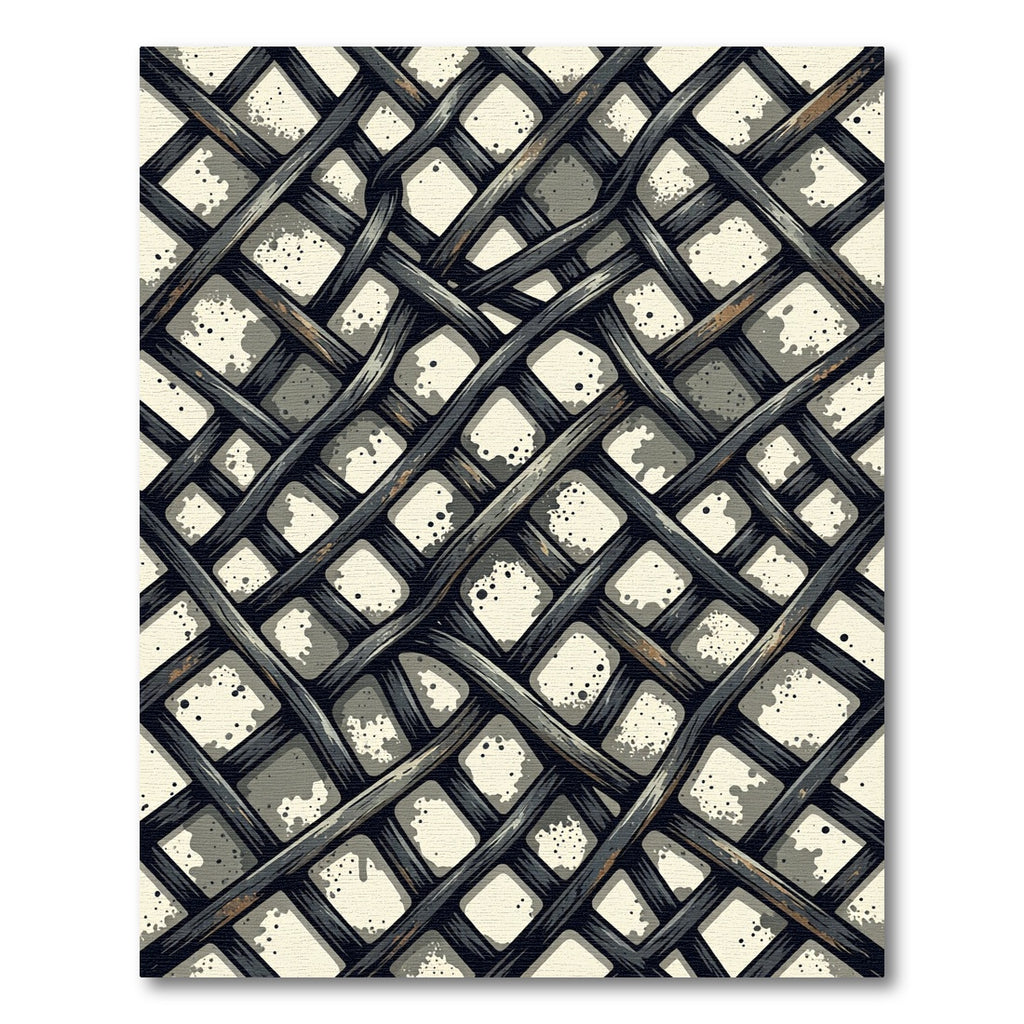 Industrial Black Metal Grid Weave Rug