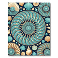 Teal Ocean Nautilus Shell Collage Rug