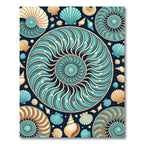 Teal Ocean Nautilus Shell Collage Rug