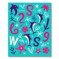 Teal Purple Dolphins Pink Starfish Letters Rug