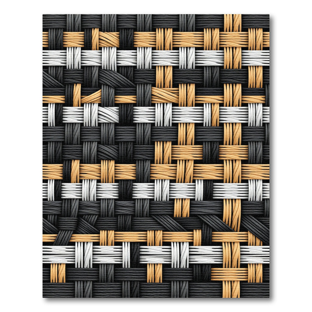 Woven Monochrome Gold Abstract Interlocking Grid Rug