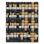 Woven Monochrome Gold Abstract Interlocking Grid Rug