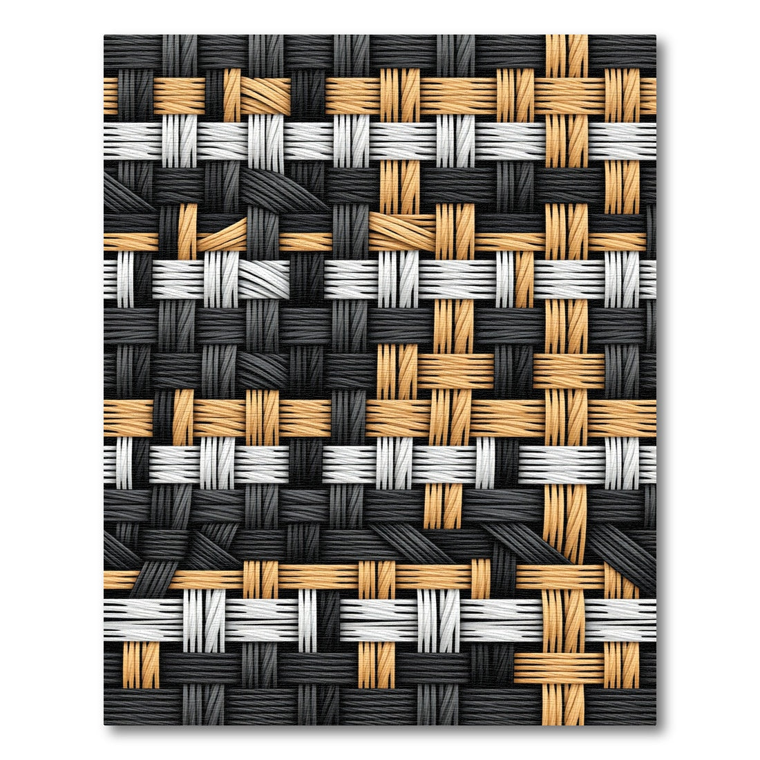 Woven Monochrome Gold Abstract Interlocking Grid Rug
