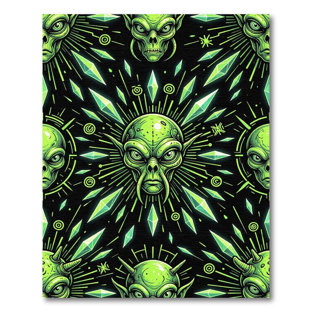 Neon Alien Crystal Geometric Glow Rug