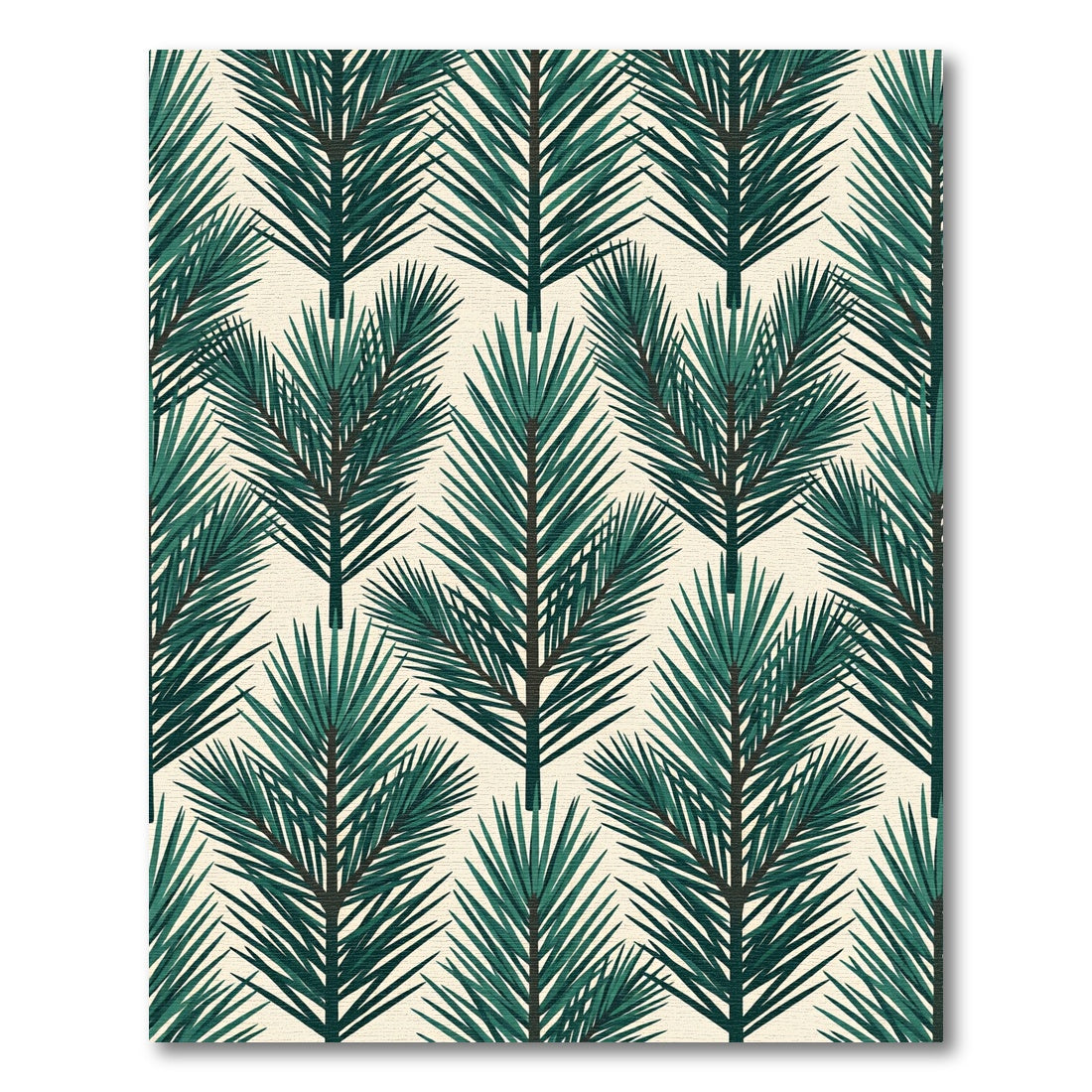 Deep Forest Green Palm Frond Rug