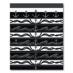 Modern Nautical Anchor Wave Stripe Rug