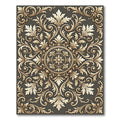 Ornate Gold Damask Floral Medallion Rug