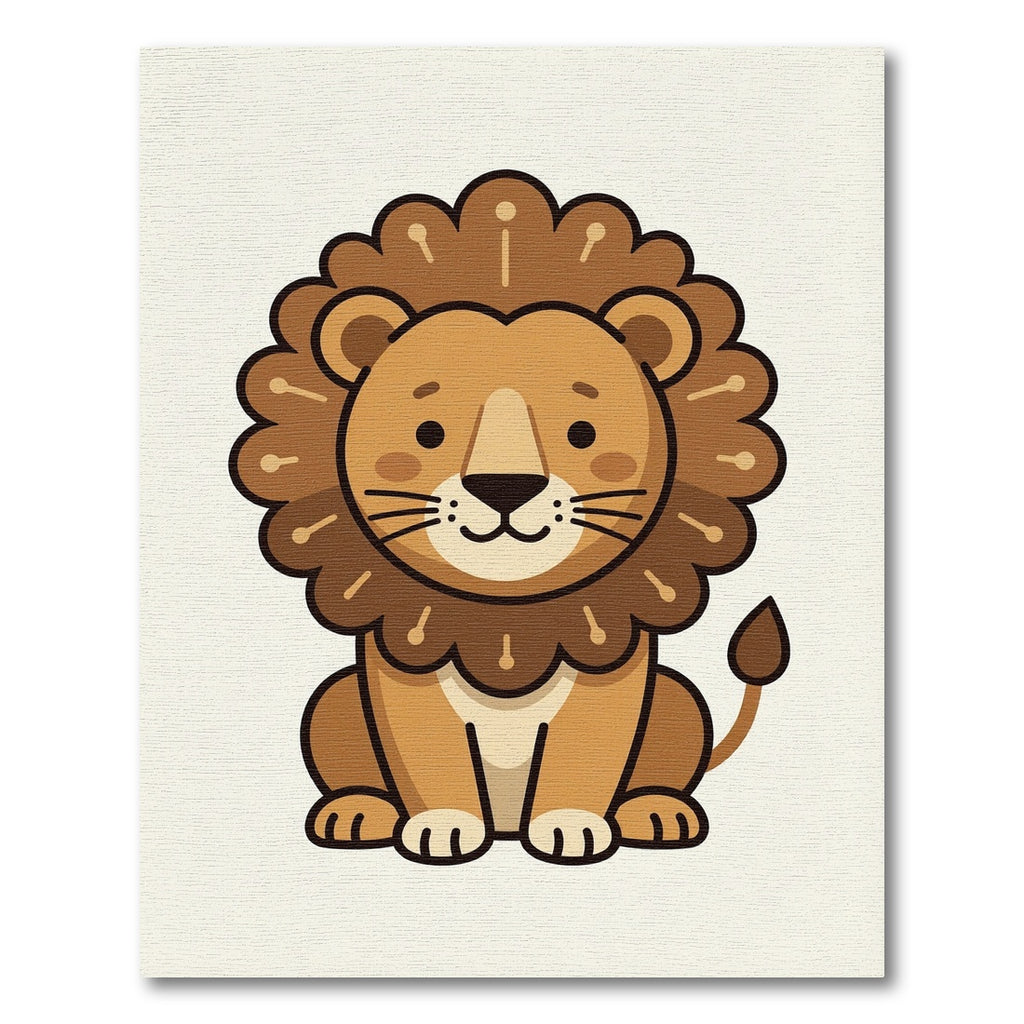 Cute Brown Lion Character Illustration Rug