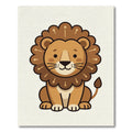 Cute Brown Lion Character Illustration Rug