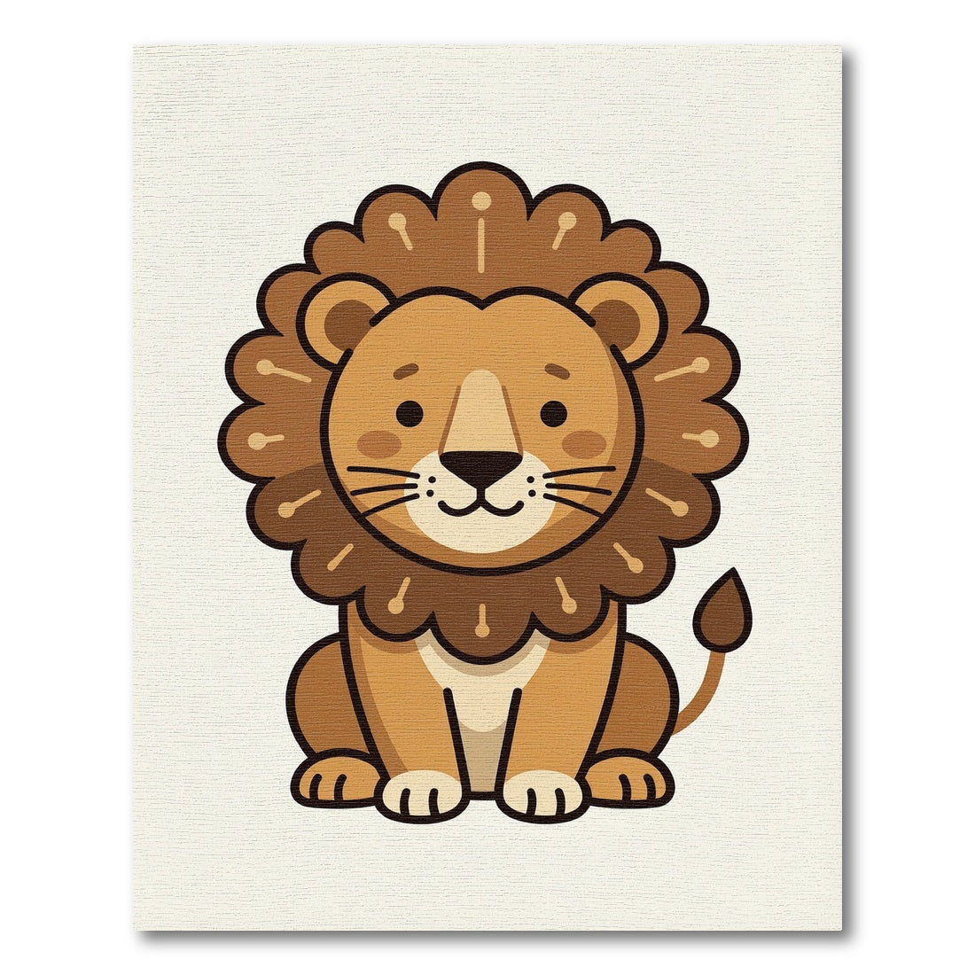 Cute Brown Lion Character Illustration Rug