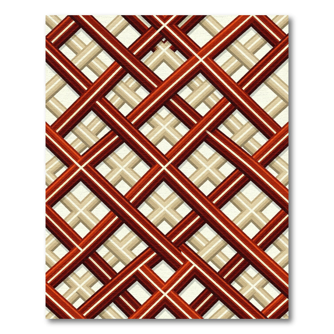 Crimson Tan Intersecting Diamond Rug