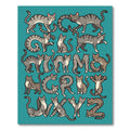 Gray Tabby Cats Alphabet Composition Rug