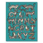 Gray Tabby Cats Alphabet Composition Rug
