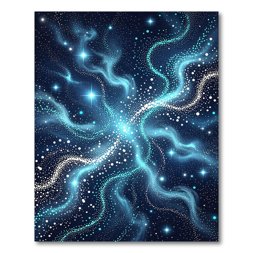 Celestial Blue Swirling Nebula Stars Rug