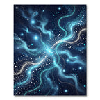 Celestial Blue Swirling Nebula Stars Rug