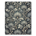 Sophisticated Charcoal Gray Ornate Fan Scroll Rug